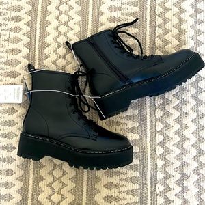 NWT black combat boots